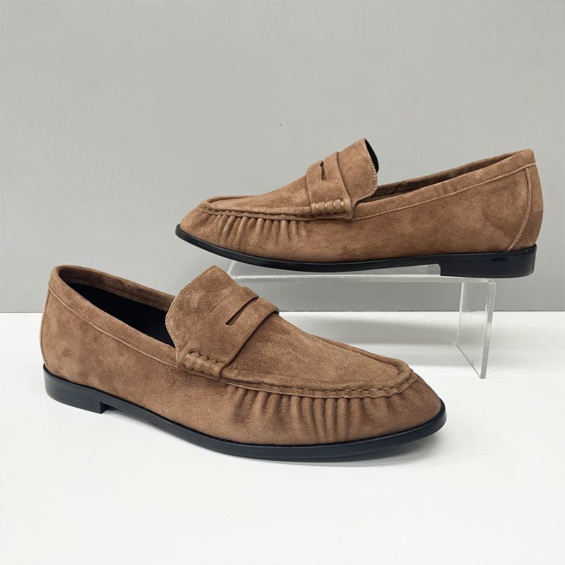10A Designer Pleated Penny Loafers For Men Women Genuine Leather Le Loafer Mules Slippers Creased Suede Flat Shoes Large Size EU47 Dress Shoes 1137 - 8 of 8