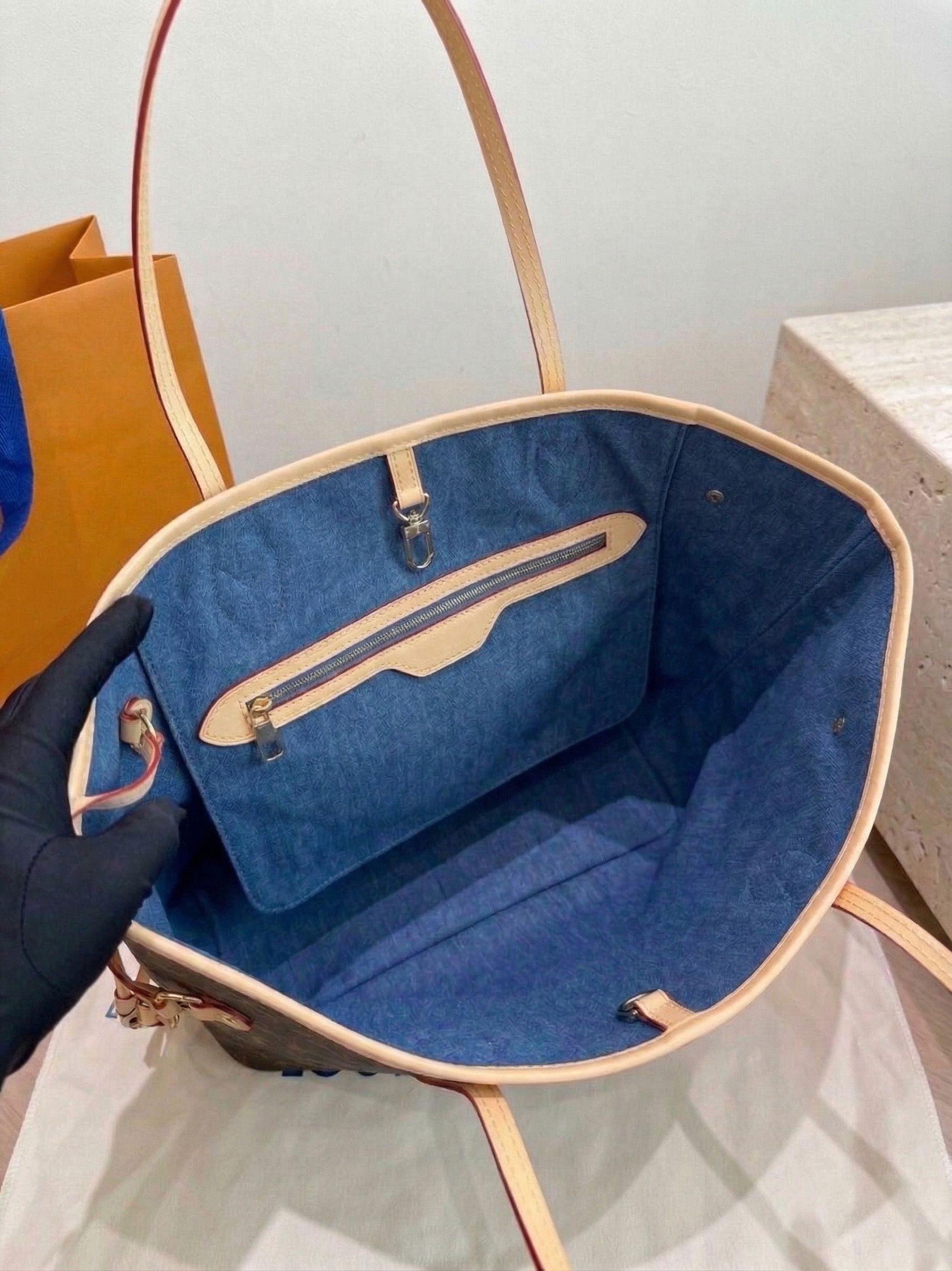 Designer High Quality Blue Denim Tote Bags Retro Women Shoulder Bag Fashion Crossbody Purses Classic Bucket Bag Backpack Wholesale Handbags Womens Purse PRPU - 3 of 8