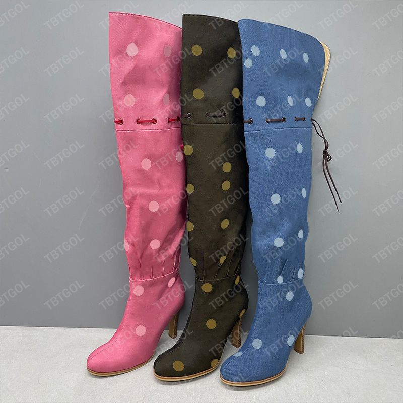 2026 Women Designer Boots Over The Knee Sock Boot Winter Socks Long Boot Adjustable Straps Canvas Zipper Laces Original Shoes Ladies Girls Sexy Knee High Boot 335 - 8 of 8
