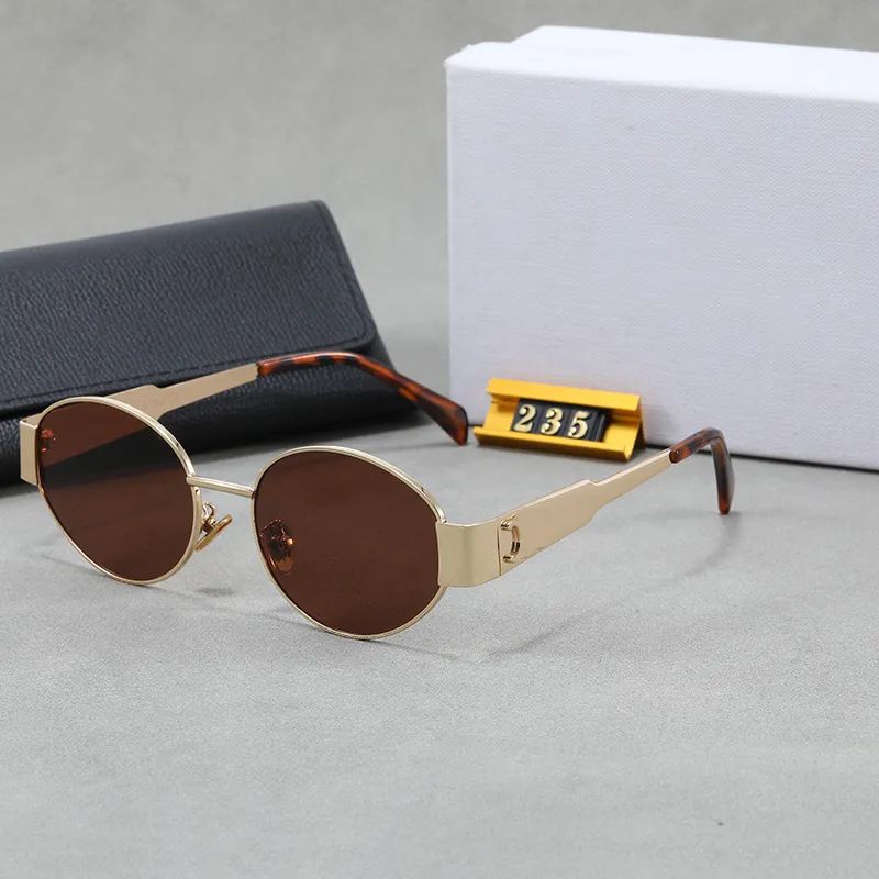 Designer Sunglasses For Women Designer Glasses Ladies Sunglass Metal Full Frame Mirror Woman With Box High Quality - 3 of 7
