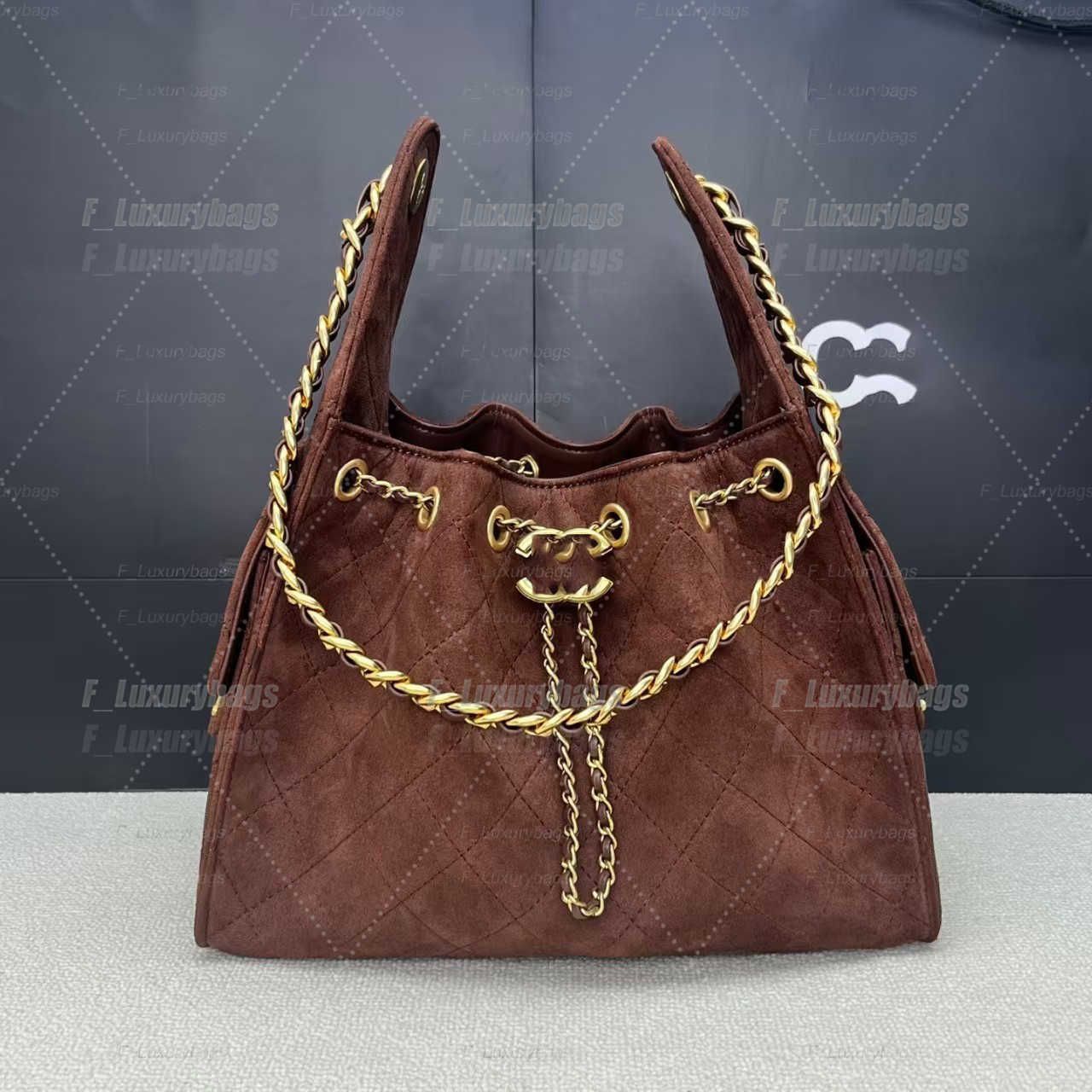 Evening Bags Shoulder Bags Designer shoulder diamond check long chain fashion bucket crossbody bag Big homeless person 25 suede leather grey casual luxury brand - 1 of 8