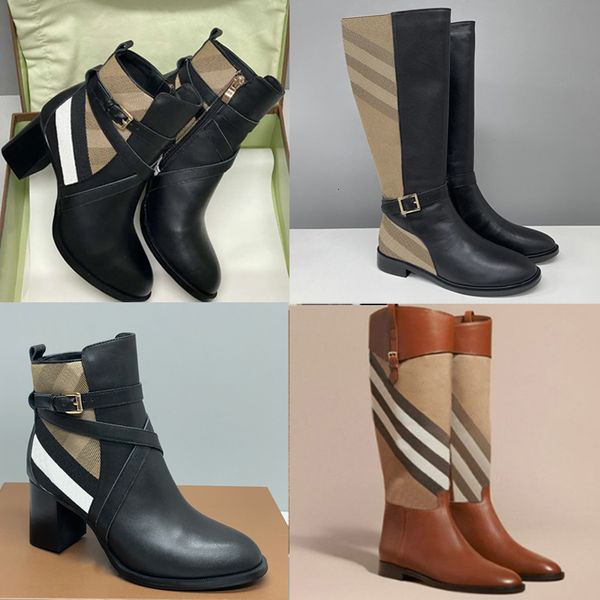 designer boots check leather ankle boots women martin boots over the knee high boots low heel real leather warm booties snow shoes winter boots high heel boots 633 - Shoes & Accessories - huaqiangbeibuy