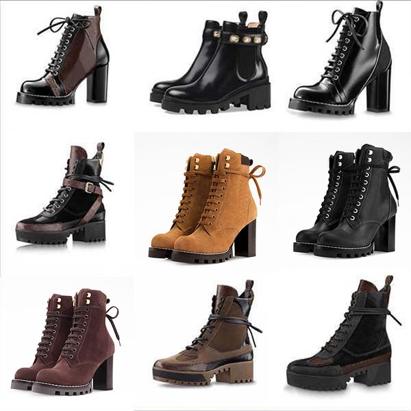 2026 Designer Star Trail Ankle Boots Martin Desert Boot High Heels Boots Women Leather Boots Vintage Print Jacquard Textile Fashion Platform Suede Boot Shoes 013 - Shoes & Accessories - huaqiangbeibuy