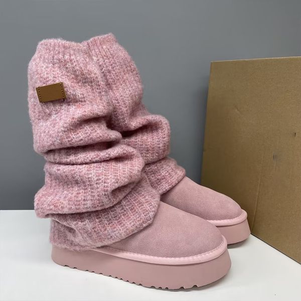 Classic Mini Dipper Boots Wool Over The Knee Boots Womens Puffer Boot Winter Sock Boots Wool Platform Boots Warm Wear Stretch Seam 960 - Shoes & Accessories - huaqiangbeibuy