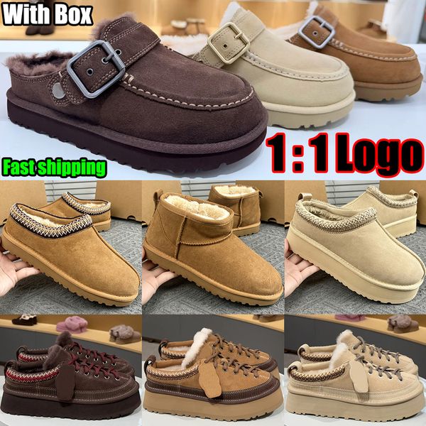 Designer Shoe Goldenstar Evelina Clog Slippers Women Men Tasman Slides Bailey Bow Tazz Boots Suede Furry Lined Buckle Strap Fall Driftwood Chestnut Sand Winter Shoe - Shoes & Accessories - huaqiangbeibuy
