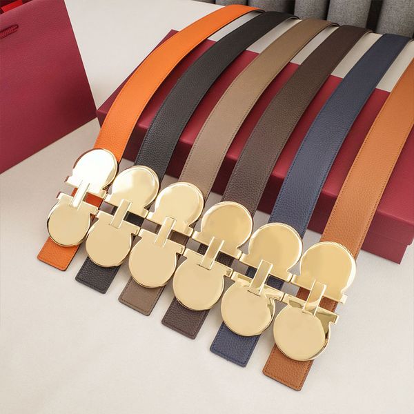 Mens Woman Belt Luxury Genuine Leather Belts Golden Silver Smooth Buckle 3.5cm 3.8cm Width Man Woman Waistband Lychee Texture 16 Model Optional Waist Girdle - Fashion Accessories - huaqiangbeibuy