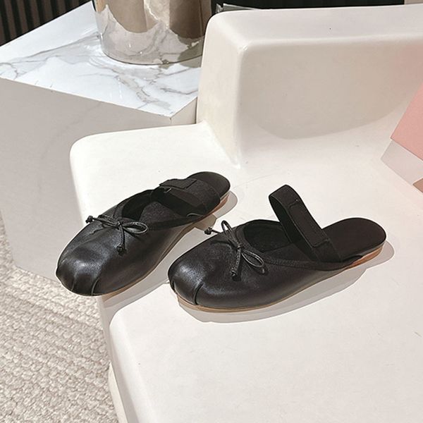 Fashion Girls Pink Satin Ballet Flats Ballerinas Luxury Bow Silk Mary Janes Leather Mules Round-toe Dress Shoes 1062 - Shoes & Accessories - huaqiangbeibuy