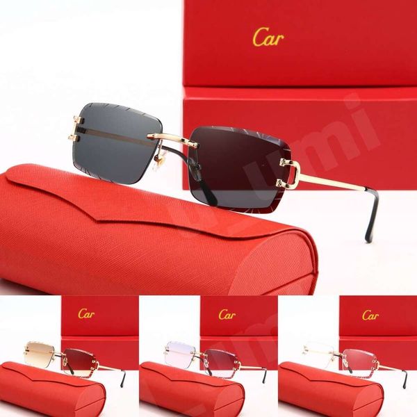 Luxury Designer Sunglasses Panthere Santos Rimless Metal Frame Titanium Gold Tone Leopard Claw Detail UV400 Protection Fashion Eyewear For Men Women With Box - Fashion Accessories - huaqiangbeibuy