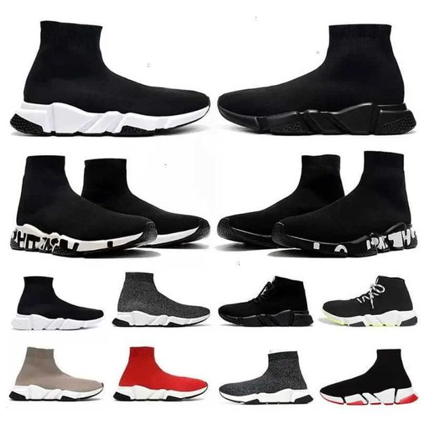 26S Hot Knit Sock Platform Sneakers Casual Sports Trainers 1.0 2.0 3.0 Lace-up Boots Luxury Unisex Glitter Runners Graffiti Outdoor Walking Shoes NO017 - Fashion Collection - huaqiangbeibuy