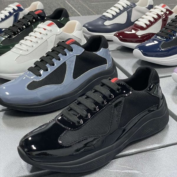 Men Women Americas Cup Xl Leather Sneakers High Quality Patent Leather Flat Trainers Black Mesh Lace-up Casual Shoes Outdoor Runner Trainers Sport Shoe 53 - Shoes & Accessories - huaqiangbeibuy
