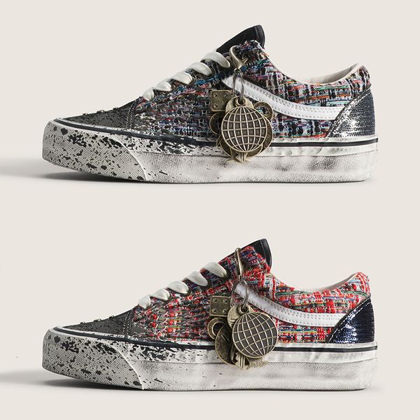 2026 Men Canvas Shoes Luxury Pearlized Sneakers Pearls Design Trainers Old Sports Casual Shoes Lace-Up Walking Shoe 1083 - Shoes & Accessories - huaqiangbeibuy
