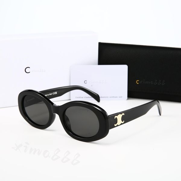 Designer Sunglasses Black Acetate Frame Dark Gray Lens Sunglasses For Women UV400 Nylon Lenses Polished Metal Luxury Sunglasses Oval Cat Eye Glasses - Bags, Shoes & Accs - huaqiangbeibuy