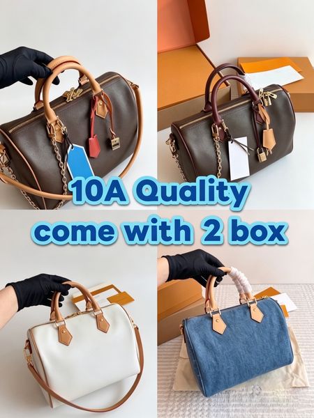 Women's Designer-Style Boston Duffle Bag Genuine Leather Classic Pattern Canvas Shoulder Bag Vintage Boston Crossbody Handbags Tote Fashion Purse Travel Bag PRPU - Bags, Luggage & Accessories - huaqiangbeibuy
