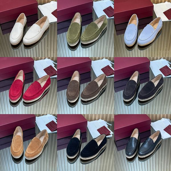 2026 New Women's Chic Espadrille Flats Designer Loafers Straw Woven Slip-On Slippers Soft Suede Leather Casual Summer Shoes 1034 - Shoes & Accessories - huaqiangbeibuy