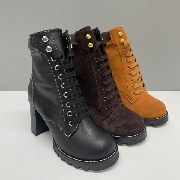 High Heel Boots Suede Calf Leather Winter Boots Camel Brown Ankle Boot Over Knee Boot Woman Martin Designer Classic New Vintage Print High Quality Letter Outsoles 013 - Shoes & Accessories - huaqiangbeibuy