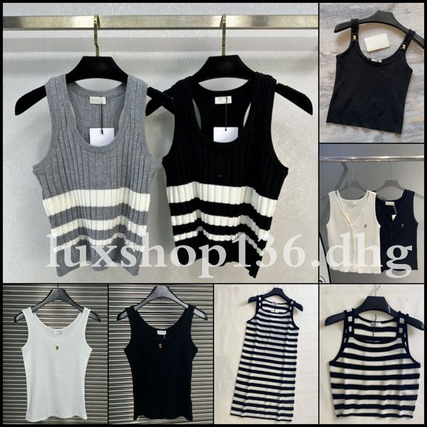 Fashion Designer Top Women Knitted Metal Letters Tank top Summer Fashion Clothing - Apparel - huaqiangbeibuy