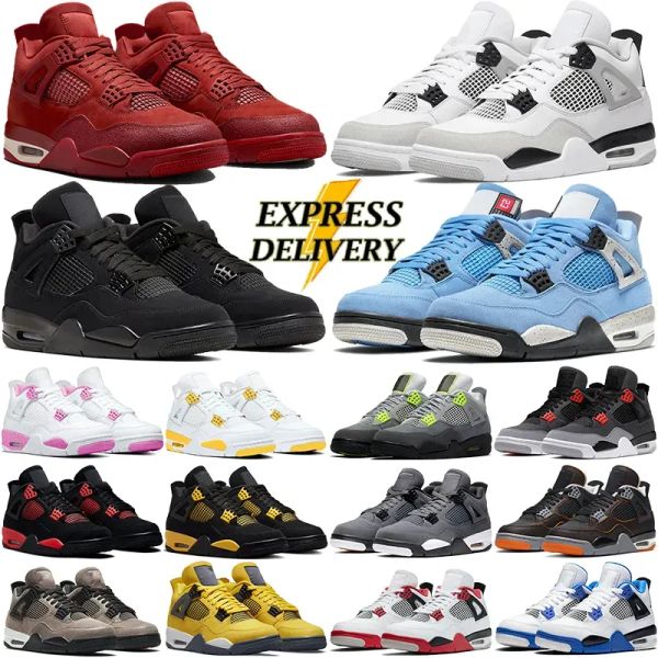 Designer Shoes 4 Basketball Shoes For Men Women 4s Sneaker Military Black Cat Pine Green White Oreo Red Thunder Unc Bred Cacao Medium Olive Sail Mens Trainers Sports